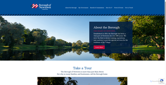 Security scan screenshot of https://boroughofnewtownct.gov/