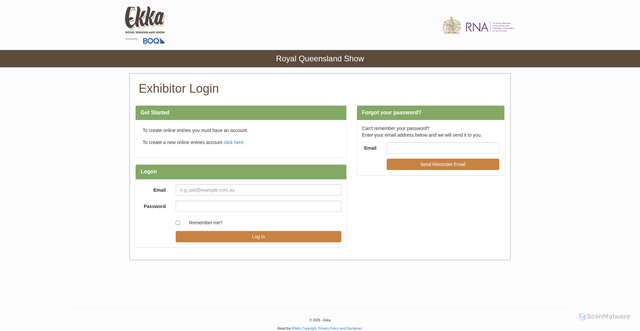 Security scan screenshot of https://online-entries-test.rna.org.au/