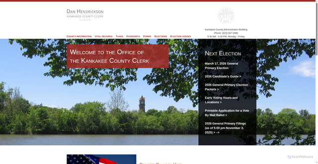 Security scan screenshot of https://www.kankakeecountyclerk.gov/