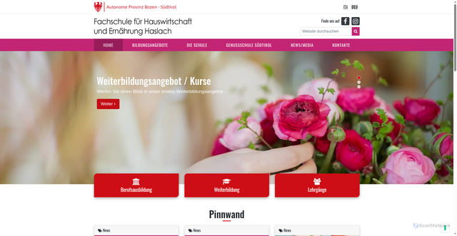 Security scan screenshot of https://www.fachschule-haslach.it/de
