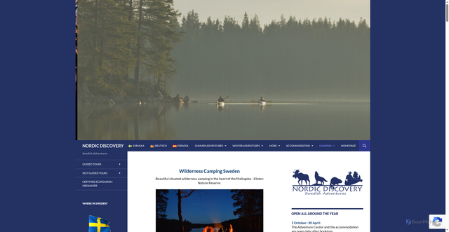 Security scan screenshot of https://wildernesscamping.se