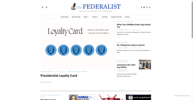 Security scan screenshot of https://www.columbiafederalist.com/