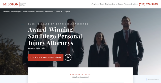 Security scan screenshot of https://missionlegalcenter.com/