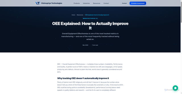 Security scan screenshot of https://vptechai.pages.dev/blog-oee-explained
