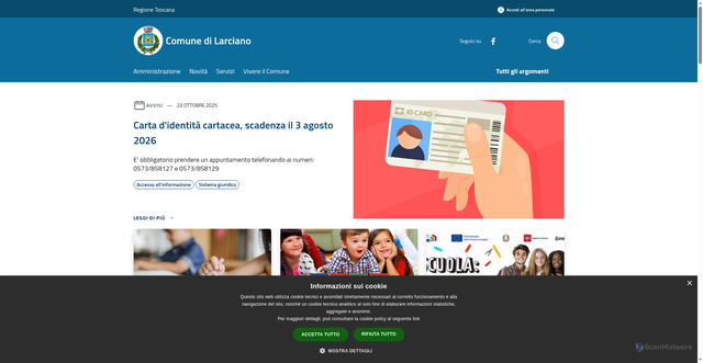 Security scan screenshot of https://www.comune.larciano.pt.it