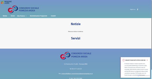 Security scan screenshot of https://www.consorziosocialepomeziaardea.rm.it/