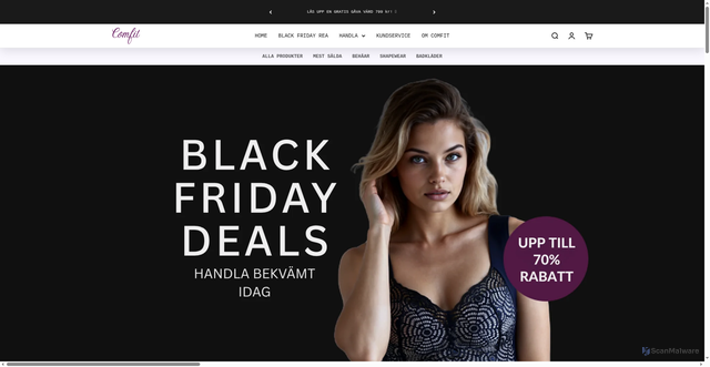 Security scan screenshot of https://comfit-se.myshopify.com/