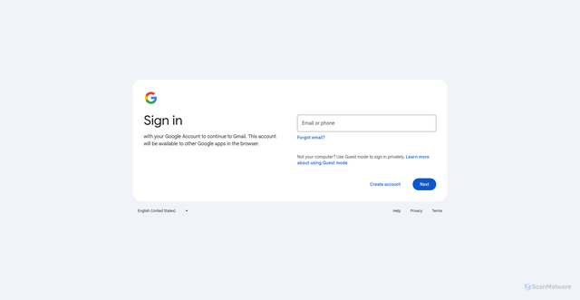 Security scan screenshot of https://accounts.google.com/v3/signin/identifier?continue=https%3A%2F%2Fmail.google.com%2Fmail%2Fu%2F0%2F&dsh=S-300605880%3A1766504768556107&emr=1&followup=https%3A%2F%2Fmail.google.com%2Fmail%2Fu%2F0%2F&ifkv=Ac2yZaUk0PlsIJkIFDzzvwePK80VVQZfngOBGk54h9JA6zSdgWMFLQVb0gI_8bFbPQtuEkAlMtdgIg&osid=1&passive=1209600&service=mail&flowName=GlifWebSignIn&flowEntry=ServiceLogin