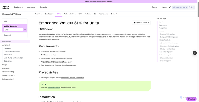 Security scan screenshot of http://metamask-docs-fbv47wj26-consensys-ddffed67.vercel.app/embedded-wallets/sdk/unity