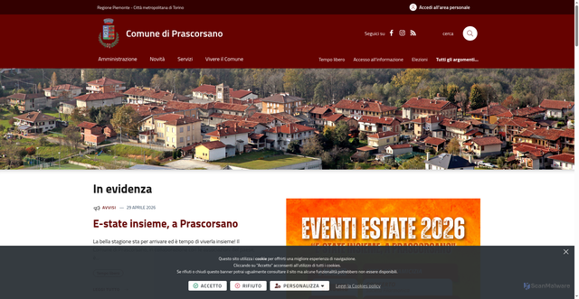 Security scan screenshot of https://www.comune.prascorsano.to.it
