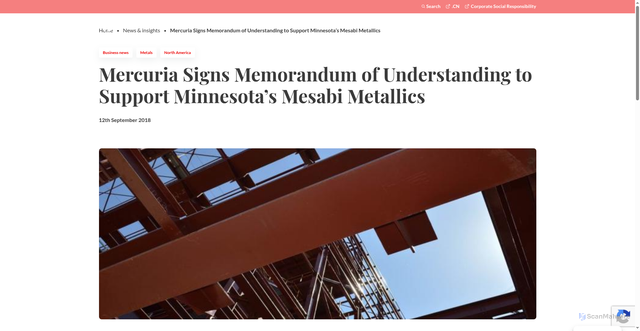 Security scan screenshot of https://mercuria.com/mercuria-signs-memorandum-of-understanding-to-support-minnesotas-mesabi-metallics/
