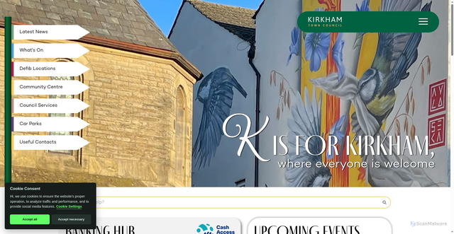 Security scan screenshot of http://www.kirkhamtowncouncil.co.uk