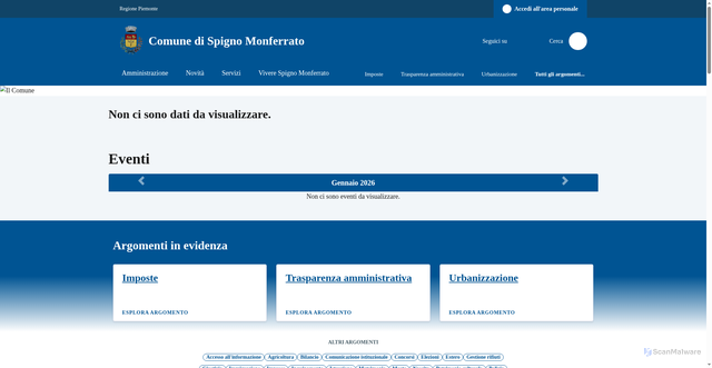 Security scan screenshot of https://www.comune.spignomonferrato.al.it/