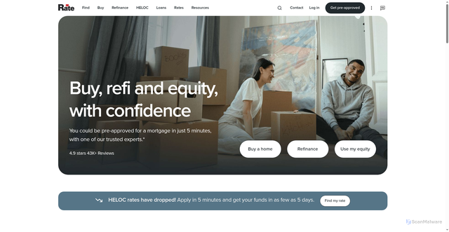 Security scan screenshot of https://www.rate.com
