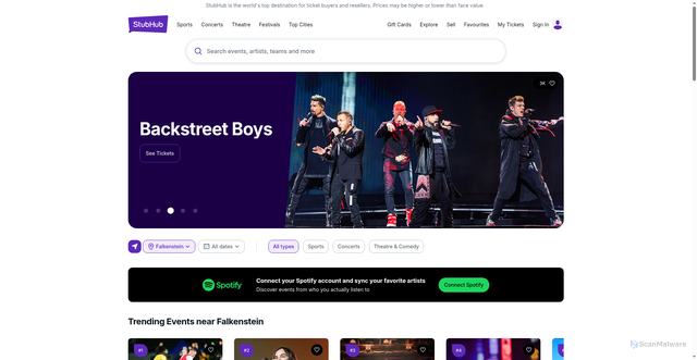 Security scan screenshot of https://www.stubhub.com