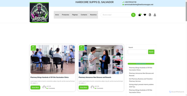 Security scan screenshot of https://hardcoresupps.net/