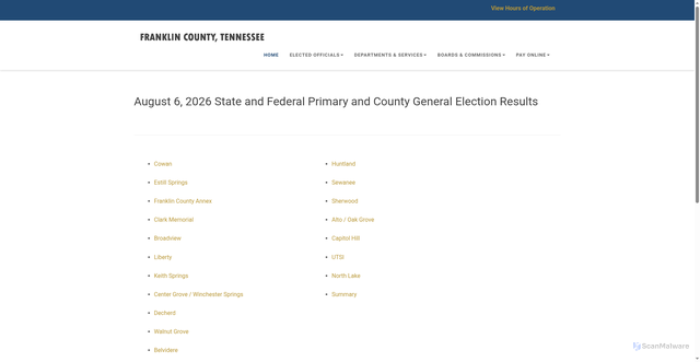Security scan screenshot of https://www.franklincotn.us/election_results.html