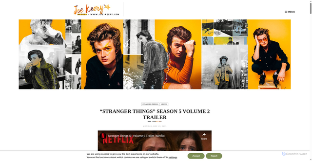 Security scan screenshot of https://joe-keery.com/