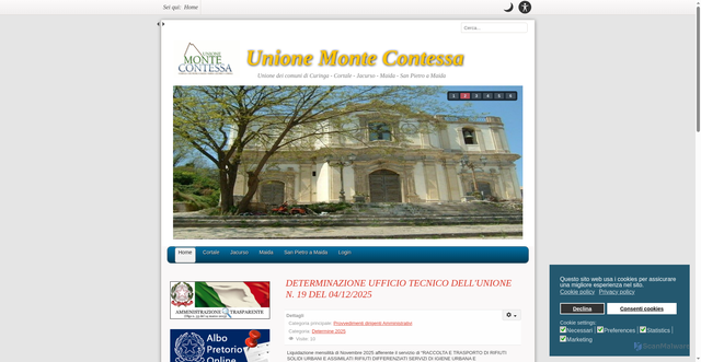 Security scan screenshot of https://www.unionemontecontessa.it/