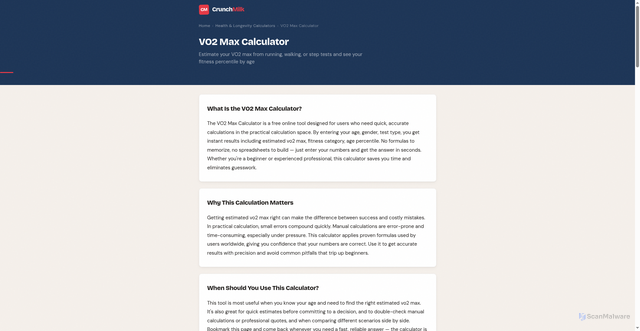 Security scan screenshot of https://crunchmilk.pages.dev/vo2-max-calculator/