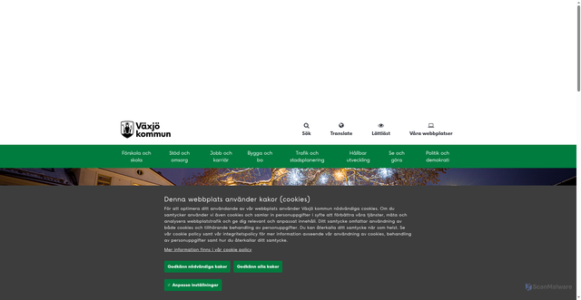 Security scan screenshot of https://www.vaxjo.se/