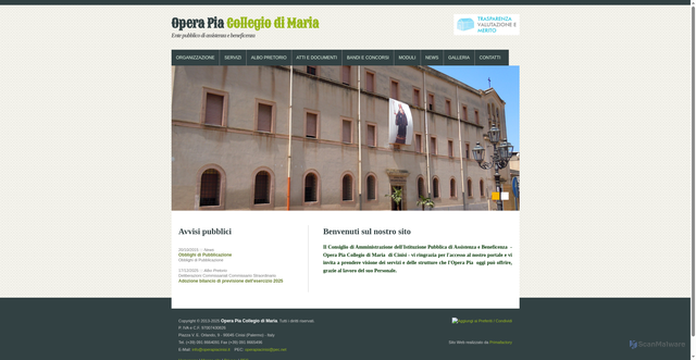Security scan screenshot of https://www.operapiacinisi.it/pages/homepage.php