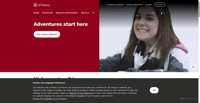 Security scan screenshot of https://uottawa.ca