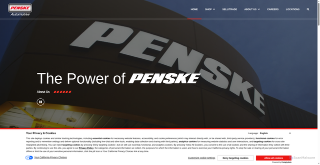 Security scan screenshot of https://penskeautomotive.com