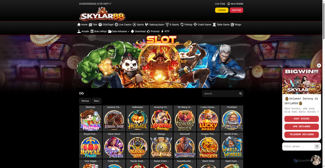 Security scan screenshot of https://skylar88apk.com/desktop/game/slot/og