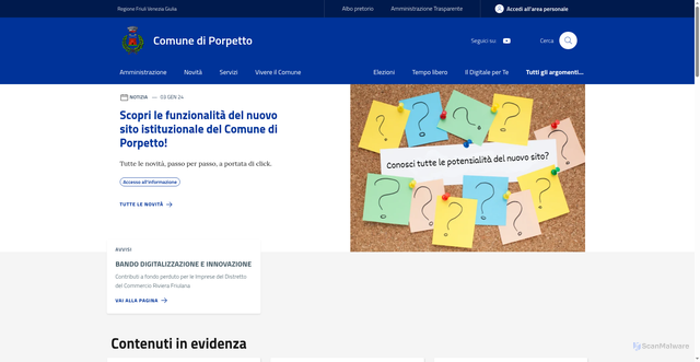Security scan screenshot of https://www.comune.porpetto.ud.it/