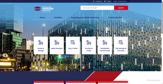 Security scan screenshot of https://www.pittsburghparking.com/Home
