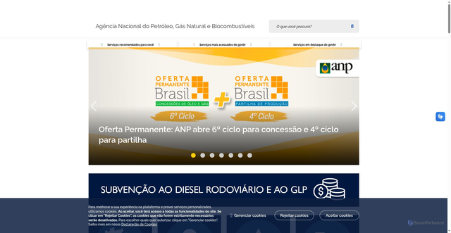 Security scan screenshot of http://www.anp.gov.br