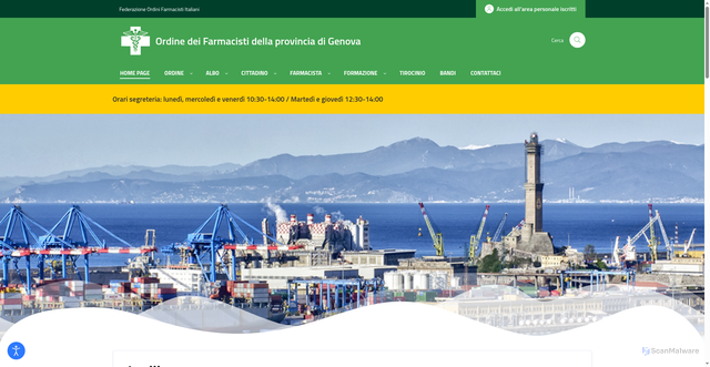 Security scan screenshot of https://www.ordinefarmacistigenova.it/