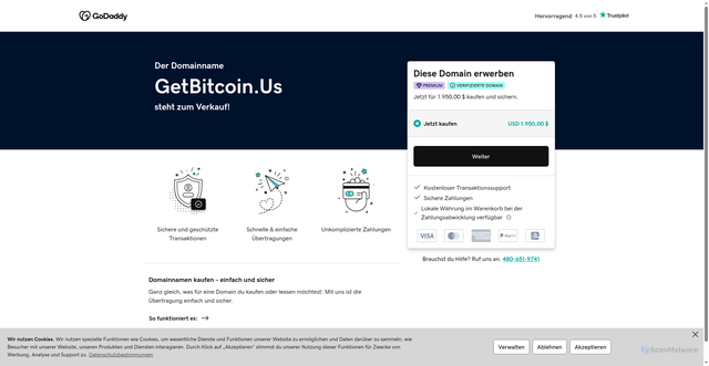 Security scan screenshot of https://getbitcoin.us/