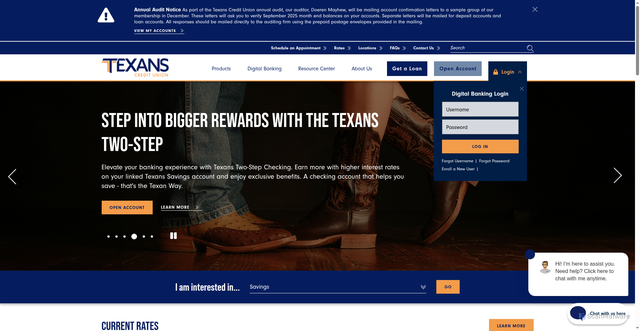 Security scan screenshot of https://www.texanscu.org/