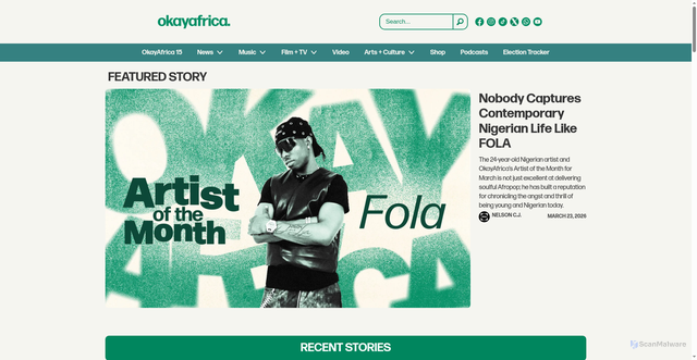 Security scan screenshot of https://www.okayafrica.com