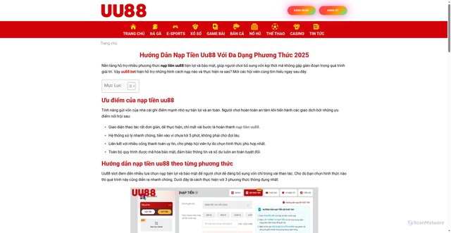 Security scan screenshot of https://uu88-04.com/nap-tien-uu88/