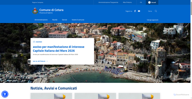 Security scan screenshot of https://www.comune.cetara.sa.it/