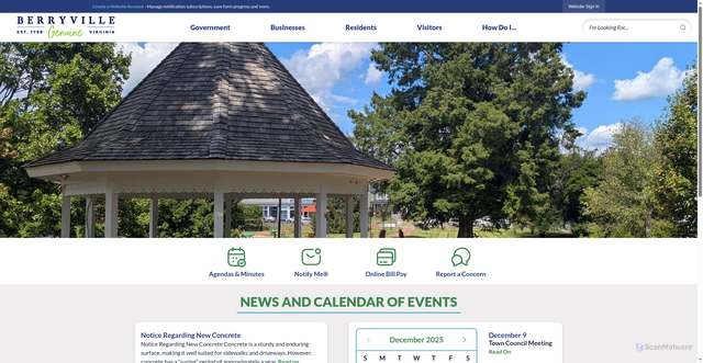 Security scan screenshot of https://berryvilleva.gov/