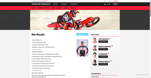 Security scan screenshot of https://ama.hondaracingcorporation.com/rider/ken-roczen/