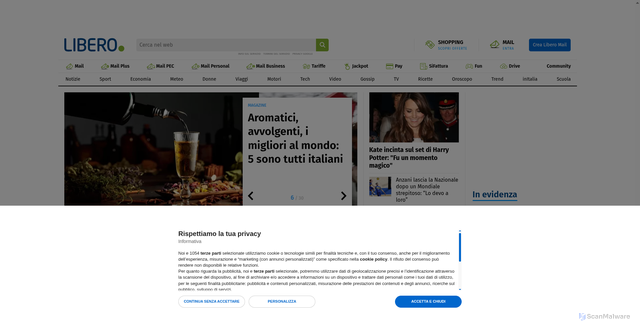 Security scan screenshot of https://www.libero.it/