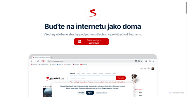Security scan screenshot of https://download.seznam.cz