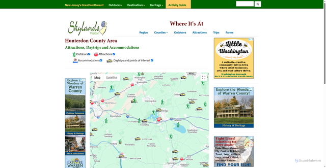 Security scan screenshot of https://njskylands.com/maps/map_cty_hunterdon
