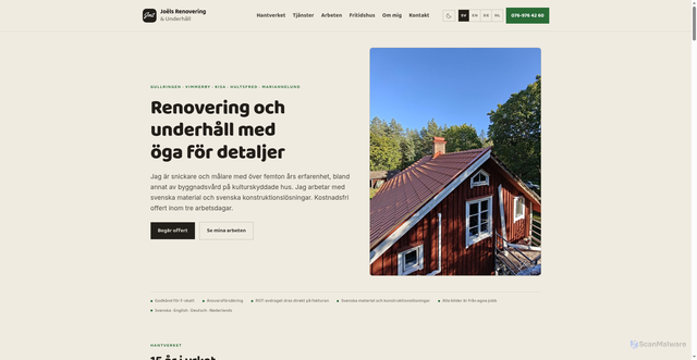Security scan screenshot of https://joelsrenovering.se