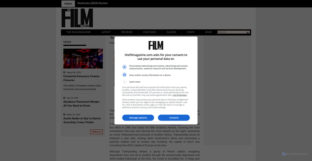Security scan screenshot of https://www.thefilmagazine.com/trainspotting-dannyboyle-movie-anniversary-review/