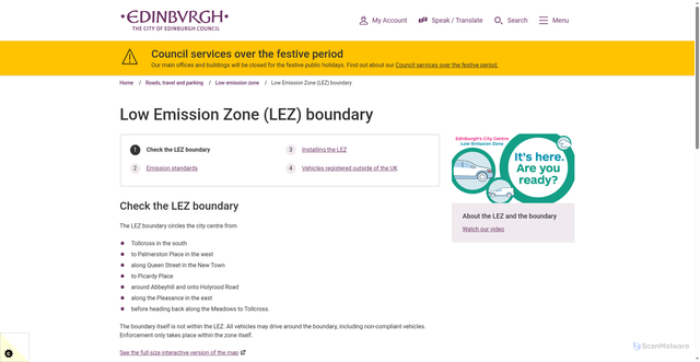 Security scan screenshot of https://www.edinburgh.gov.uk/low-emission-zone/lez-works
