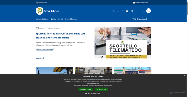 Security scan screenshot of https://www.comune.erice.tp.it