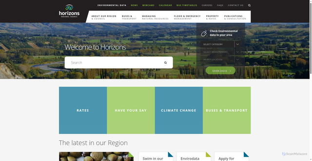 Security scan screenshot of https://www.horizons.govt.nz/