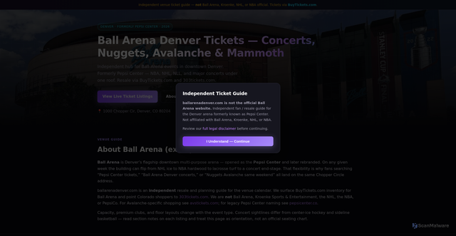 Security scan screenshot of https://ballarenadenver.com/