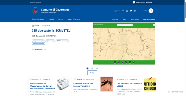 Security scan screenshot of https://www.comune.cavernago.bg.it